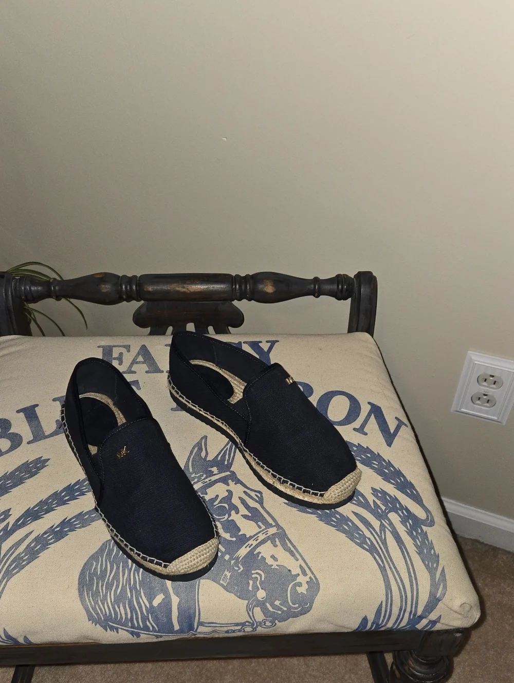 Michael Kors Navy Canvas Espadrille Slip-Ons